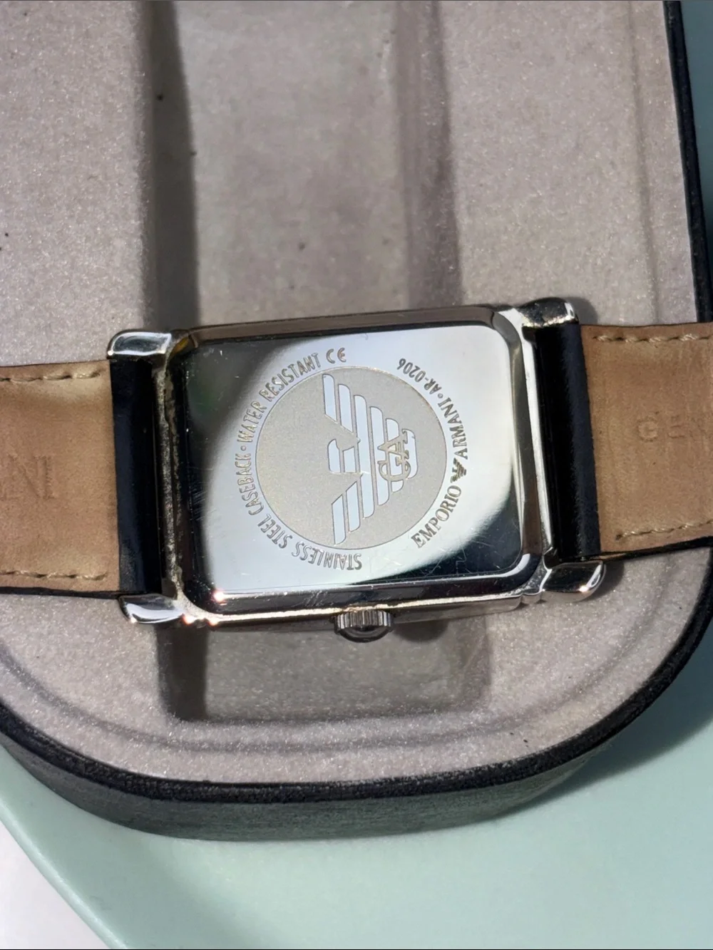 Emporio Armani Black and Gold Rectangular Men’s Watch